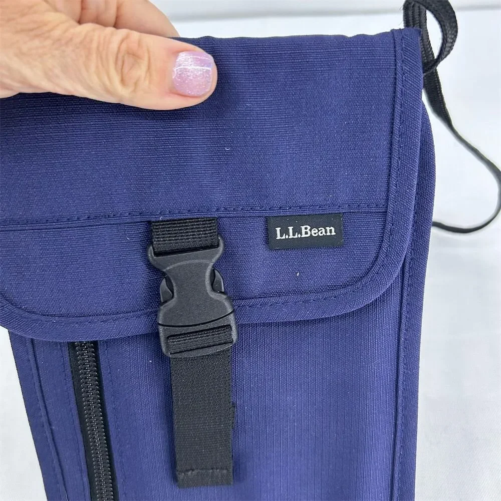 L.L. Bean Women's Blue Crossbody Travel Passport Wallet Bag Slim Unisex